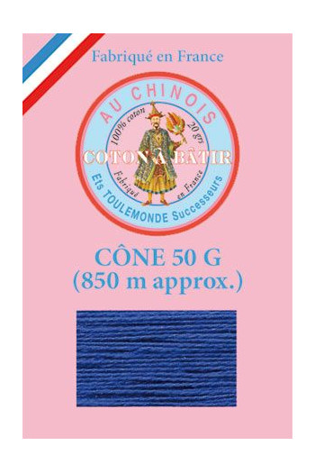 Fil Au Chinois cotton tacking thread 850m cone - colour navy blue Fil Au Chinois cotton tacking thread 850m cone - colour navy blue