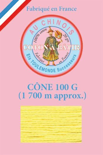 Fil Au Chinois cotton tacking thread 1 700m cone - colour yellow Fil Au Chinois cotton tacking thread 1 700m cone - colour yellow