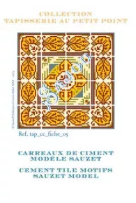 Sajou tapestry chart for petit point cushion with yellow and green geometric patterns