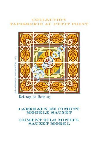 Sajou tapestry chart for petit point cushion with yellow and green geometric patterns