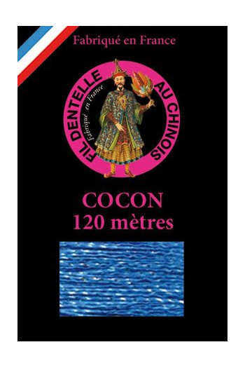Coloured bobbin lace thread Fil Au Chinois Cocon Caudry in glossy turquoise on the Sajou website