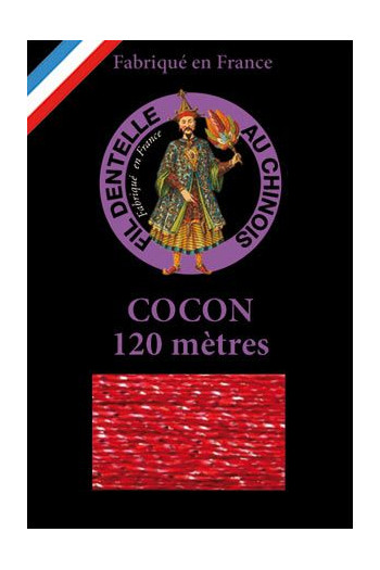 Coloured bobbin lace thread Fil Au Chinois Cocon Caudry in glossy red on the Sajou website