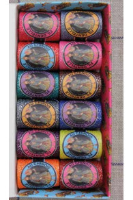Fil Au Chinois bobbin lace thread Cocon Caudry Assortment No. 1 - 12 bright colour cocons at Sajou