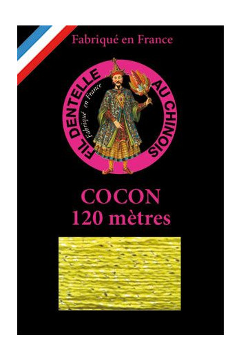 Coloured bobbin lace thread Fil Au Chinois Cocon Caudry in glossy lime green on the Sajou website
