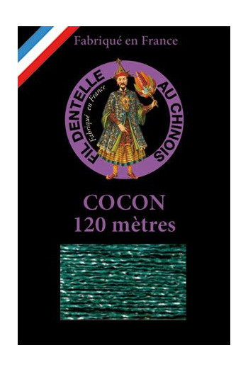 Coloured bobbin lace thread Fil Au Chinois Cocon Caudry in glossy emerald on the Sajou website Coloured bobbin lace thread Fil Au Chinois Cocon Caudry in glossy emerald on the Sajou website