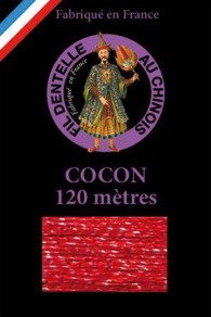 Klöppelgarn mit Lurex Cocon Caudry Fil Au Chinois Farbe Rot im Sajou Onlineshop