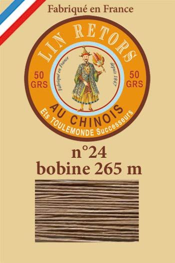 Leinenzwirn Nr.24 gewachst 265 Meter Spule - 250 Dunkelbeige