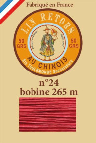 Leinenzwirn Nr.24 gewachst 265 Meter Spule - 525 Rot