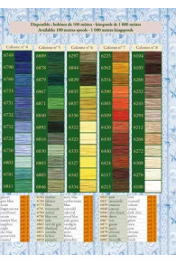 96 colour chart for Fil Au Chinois cotton sewing thread