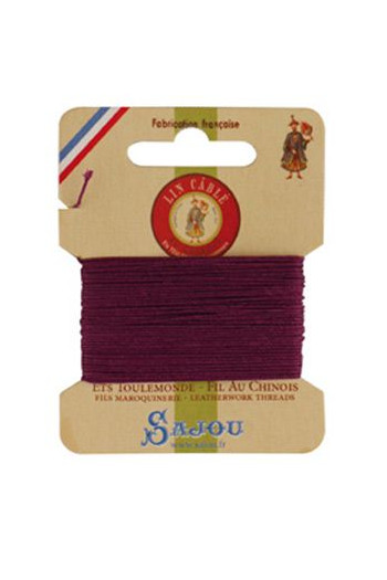 Fil Au Chinois waxed cable linen size 532 on Sajou 10-metre card - Colour 218 - Violet Fil Au Chinois waxed cable linen size 532 on Sajou 10-metre card - Colour 218 - Violet