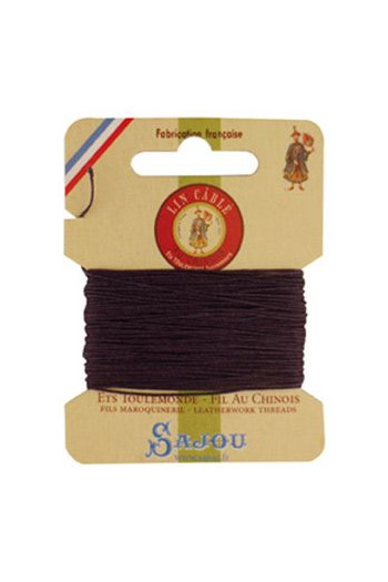 Fil Au Chinois waxed cable linen size 532 on Sajou 10-metre card - Colour 346 - Aubergine Fil Au Chinois waxed cable linen size 532 on Sajou 10-metre card - Colour 346 - Aubergine