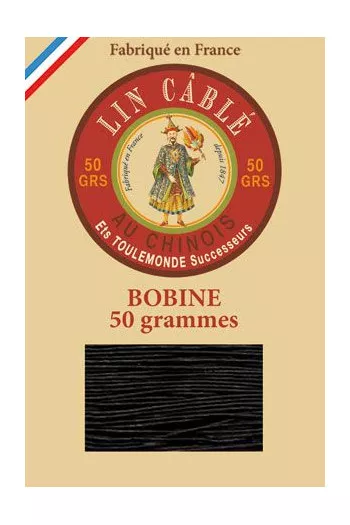 Fil Au Chinois waxed cable linen size 332 133m spool - Colour 180 Black Fil Au Chinois waxed cable linen size 332 133m spool - Colour 180 Black