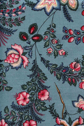 Metre of Sajou indienne cotton fabric motif 10 on blue base 110cm width Metre of Sajou indienne cotton fabric motif 10 on blue base 110cm width