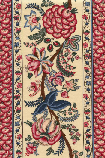 Metre of Sajou indienne cotton fabric motif 11 on ecru base 110cm width Metre of Sajou indienne cotton fabric motif 11 on ecru base 110cm width