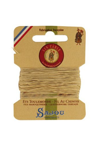 Fil Au Chinois waxed cable linen size 332 10m card - Colour 571 - Ecru Fil Au Chinois waxed cable linen size 332 10m card - Colour 571 - Ecru