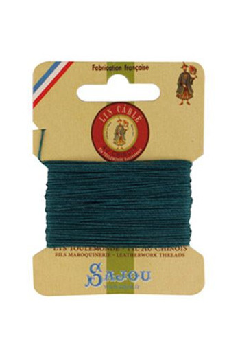 Fil Au Chinois waxed cable linen size 332 10m card - Colour 750 - Peacock Fil Au Chinois waxed cable linen size 332 10m card - Colour 750 - Peacock