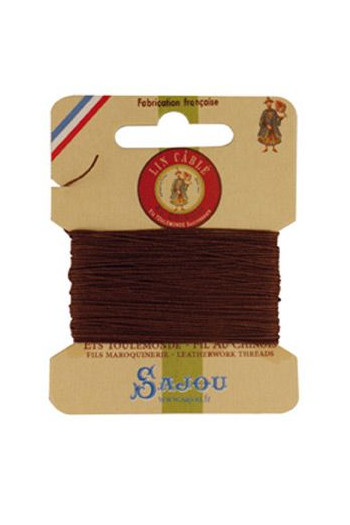 Fil Au Chinois waxed cable linen size 632 10m card - Colour 276 - Brown Fil Au Chinois waxed cable linen size 632 10m card - Colour 276 - Brown