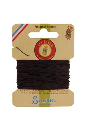 Fil Au Chinois waxed cable linen size 632 10m card - Colour 901 - Dark brown Fil Au Chinois waxed cable linen size 632 10m card - Colour 901 - Dark brown