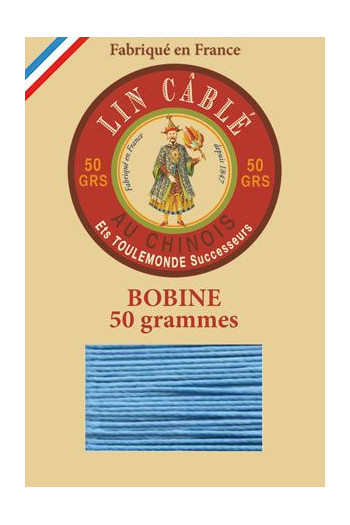 Fil Au Chinois waxed cable linen size 832 375m spool - Colour 677 - Turquoise Fil Au Chinois waxed cable linen size 832 375m spool - Colour 677 - Turquoise