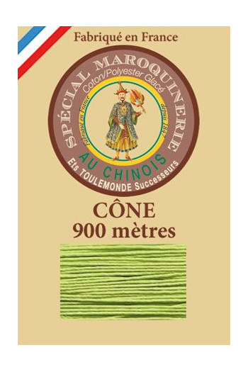 Fil Au Chinois leatherwork polycotton thread size 28/2 - 900m cone - Col. 455 Light green  