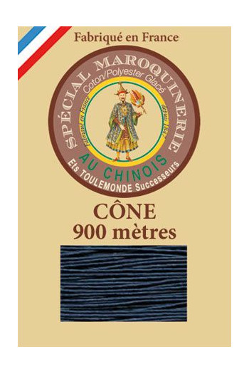 Fil spécial maroquinerie 28/2 Fil Au Chinois - Cône 900 m - Coloris 266 Bleu Fil spécial maroquinerie 28/2 Fil Au Chinois - Cône 900 m - Coloris 266 Bleu