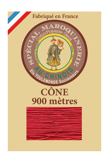 Fil spécial maroquinerie 28/2 Fil Au Chinois - Cône 900 m - Coloris 128 Rouge Fil spécial maroquinerie 28/2 Fil Au Chinois - Cône 900 m - Coloris 128 Rouge