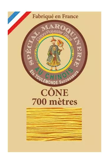 Fil Au Chinois leatherwork polycotton thread size 28/3 - 700m cone - Col. 508 Yellow Fil Au Chinois leatherwork polycotton thread size 28/3 - 700m cone - Col. 508 Yellow