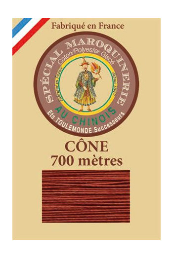 Fil Au Chinois leatherwork polycotton thread size 28/3 - 700m cone - Col. 333 Copper 