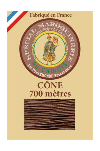 Fil Au Chinois leatherwork polycotton thread size 28/3 - 700m cone - Col. 276 Brown 