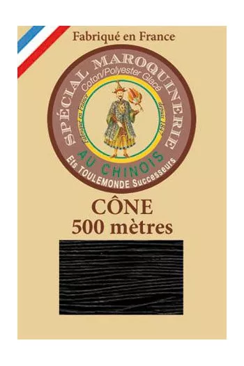 Fil Au Chinois leatherwork polycotton thread size 28/4 - 500m cone - Col. 180 Black Fil Au Chinois leatherwork polycotton thread size 28/4 - 500m cone - Col. 180 Black