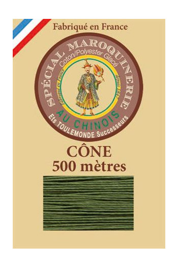 Fil Au Chinois leatherwork polycotton thread size 28/4 - 500m cone - Col. 735 Chartreuse   