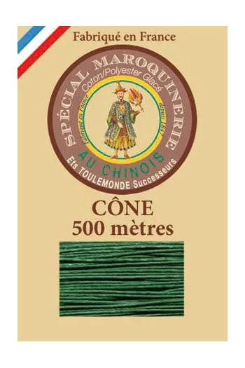Fil Au Chinois leatherwork polycotton thread size 28/4 - 500m cone - Col. 767 Green Fil Au Chinois leatherwork polycotton thread size 28/4 - 500m cone - Col. 767 Green