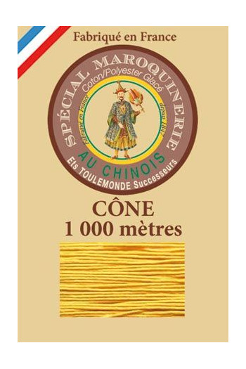 Fil Au Chinois leatherwork polycotton thread size 50/3 - 1 000m cone - Col. 508 Yellow Fil Au Chinois leatherwork polycotton thread size 50/3 - 1 000m cone - Col. 508 Yellow