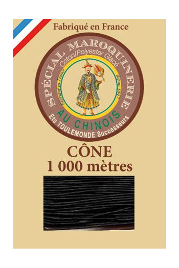 Fil Au Chinois leatherwork polycotton thread size 50/3 - 1 000m cone - Col. 180 Black Fil Au Chinois leatherwork polycotton thread size 50/3 - 1 000m cone - Col. 180 Black