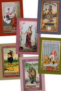 This Sajou postcard – Thread with a lion tamer – is also part of a series of six based on vintage thread labels