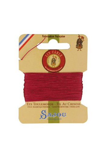 Fil Au Chinois waxed cable linen size 532 on Sajou 10-metre card - Colour 190 - Rosewood Fil Au Chinois waxed cable linen size 532 on Sajou 10-metre card - Colour 190 - Rosewood