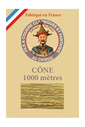 Fil Au Chinois polyester métallisé - cône 1 000 mètres Col. 110 Vieil or Fil Au Chinois polyester métallisé - cône 1 000 mètres Col. 110 Vieil or