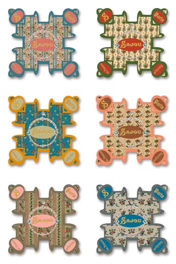 Six Sajou thread cards Cabourg model Floral motifs Six Sajou thread cards Cabourg model Floral motifs