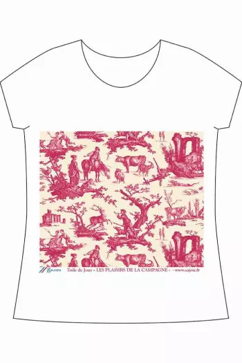 T-shirt Sajou blanc Toile de Jouy Plaisirs de la Campagne rose T-shirt Sajou blanc Toile de Jouy Plaisirs de la Campagne rose