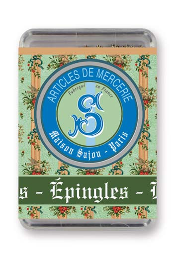 Sajou Dressmakers' steel extra fine n°4 pins green floral motif Sajou Dressmakers' steel extra fine n°4 pins green floral motif