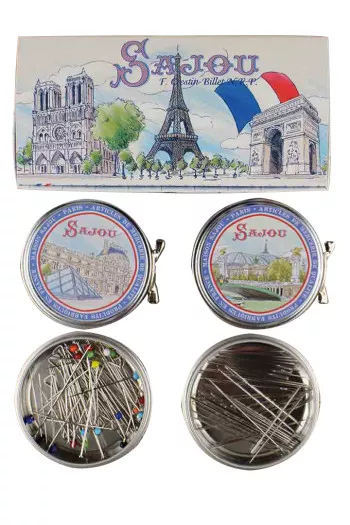 Boîte cadeau Sajou avec boîte métal aiguilles et boîte métal épingles Boîte cadeau Sajou avec boîte métal aiguilles et boîte métal épingles
