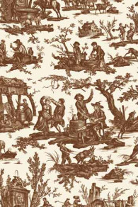 Sajou-Stoff Jouy L'Abreuvoir 100% Baumwolle 150 cm breit