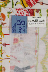 Detail of Sajou label Farandole Alsacienne square tablecloth 