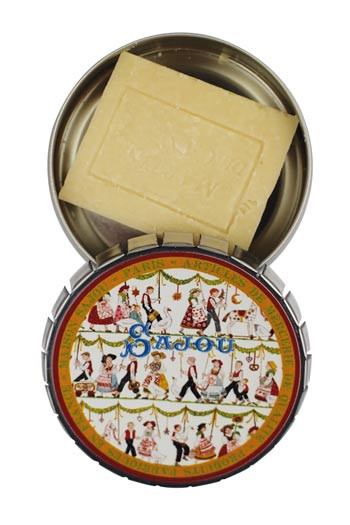 Sajou printed tin containing a fern soap Sajou printed tin containing a fern soap