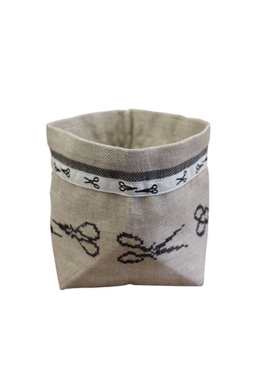 Cross stitch embroidery kit - Black scissors linen pot Cross stitch embroidery kit - Black scissors linen pot