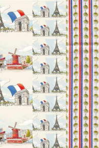 Die drei Stoffe Paris und Eiffelturm aus dem Sajou Nähset Tannenbaum Paris