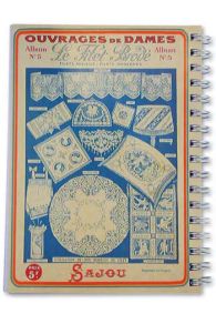 Back cover of the Sajou spiral notebook – haberdashery theme – 50 mauve pages