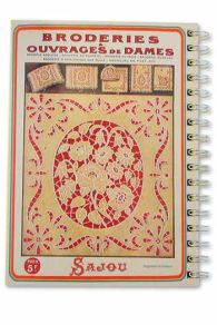 Back cover of the Sajou spiral notebook – haberdashery theme – 50 yellow pages