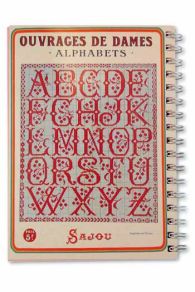 Back cover of the Sajou spiral notebook – haberdashery theme – 50 pink pages