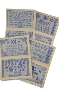 Album Sajou mauve n°101 : 7 petits alphabets, composition pleine page, frises et angles
